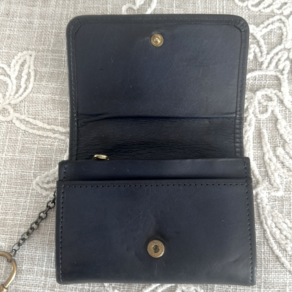 Coach Rare Vintage Tribeca Dark Blue Leather with Attached Carabiner Clip - Picture 8 of 14